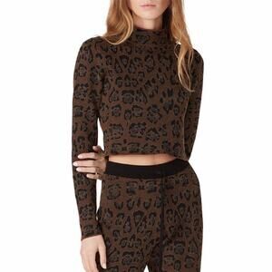 Baja East Leopard Crop top sweater brown black - 0